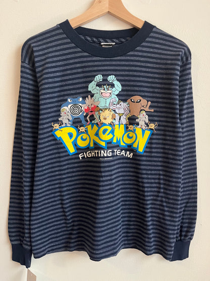 1999 Nintendo Pokemon Cartoon Striped Long Sleeve Shirt (Youth L)