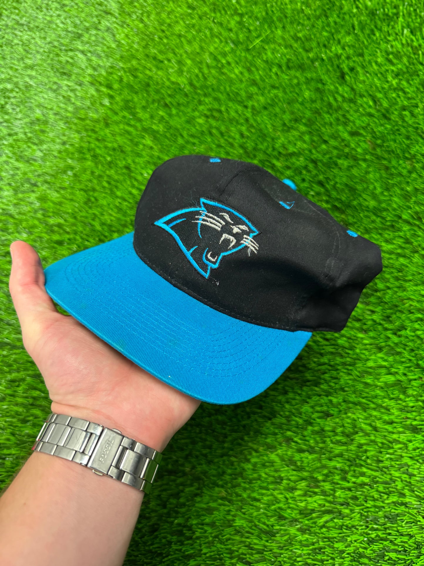 90s Carolina Panthers KMG Pro Model Snapback Hat (OS)