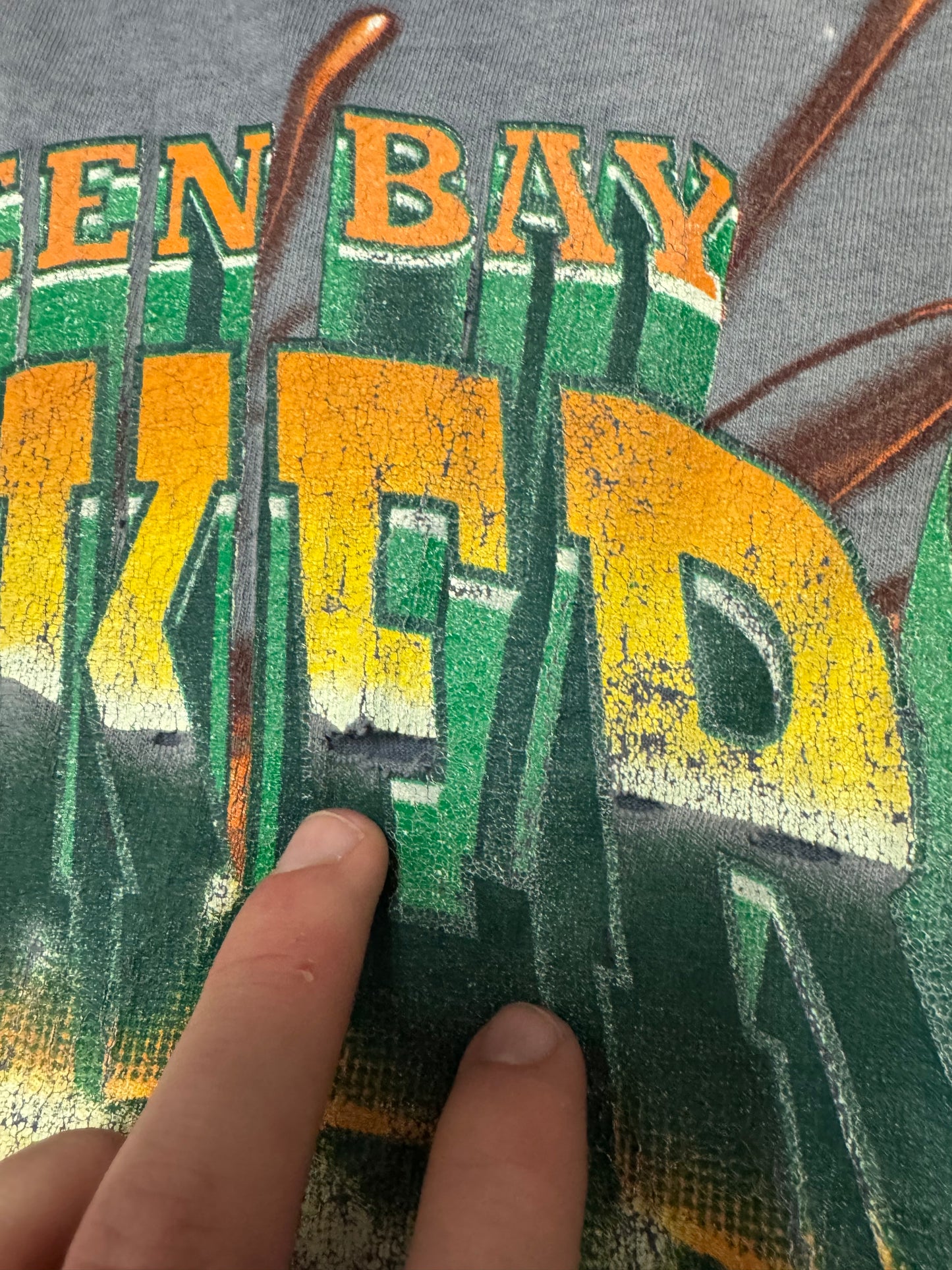 1997 Green bay Packers Riddell Thrashed Faded Tee (XL)