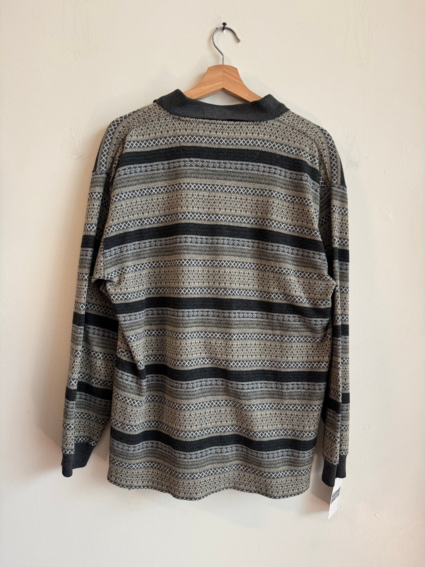 90s M.E. Sport Striped Rugby Sweater Style Shirt (M)