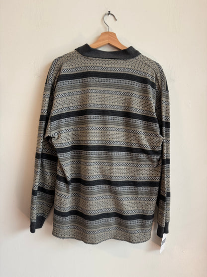 90s M.E. Sport Striped Rugby Sweater Style Shirt (M)