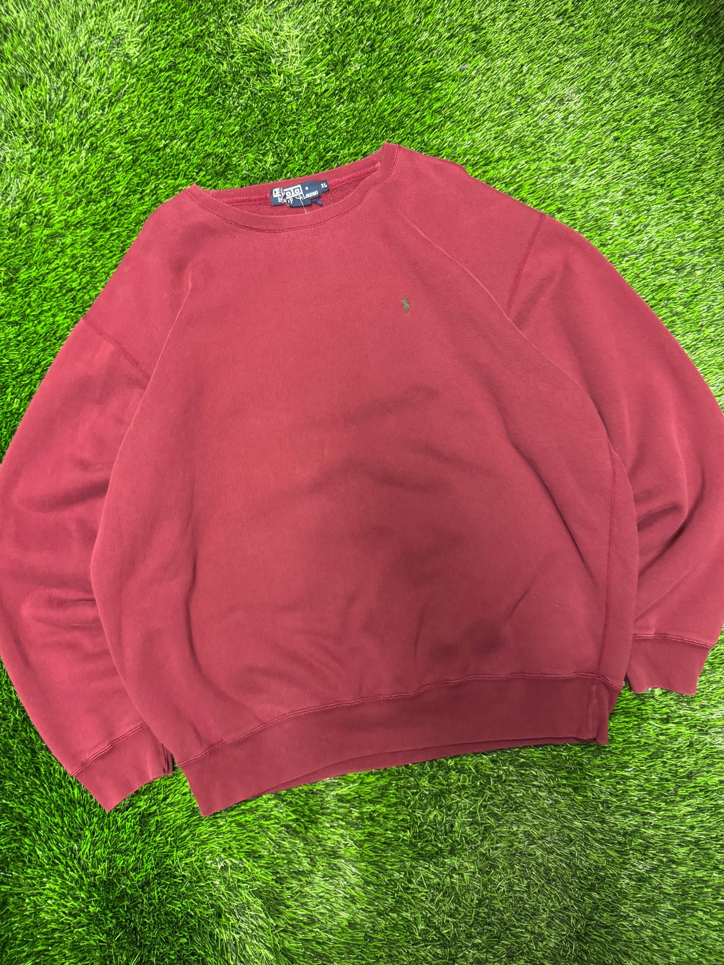 90s Polo Ralph Lauren Vintage Burgundy Crewneck (XL)