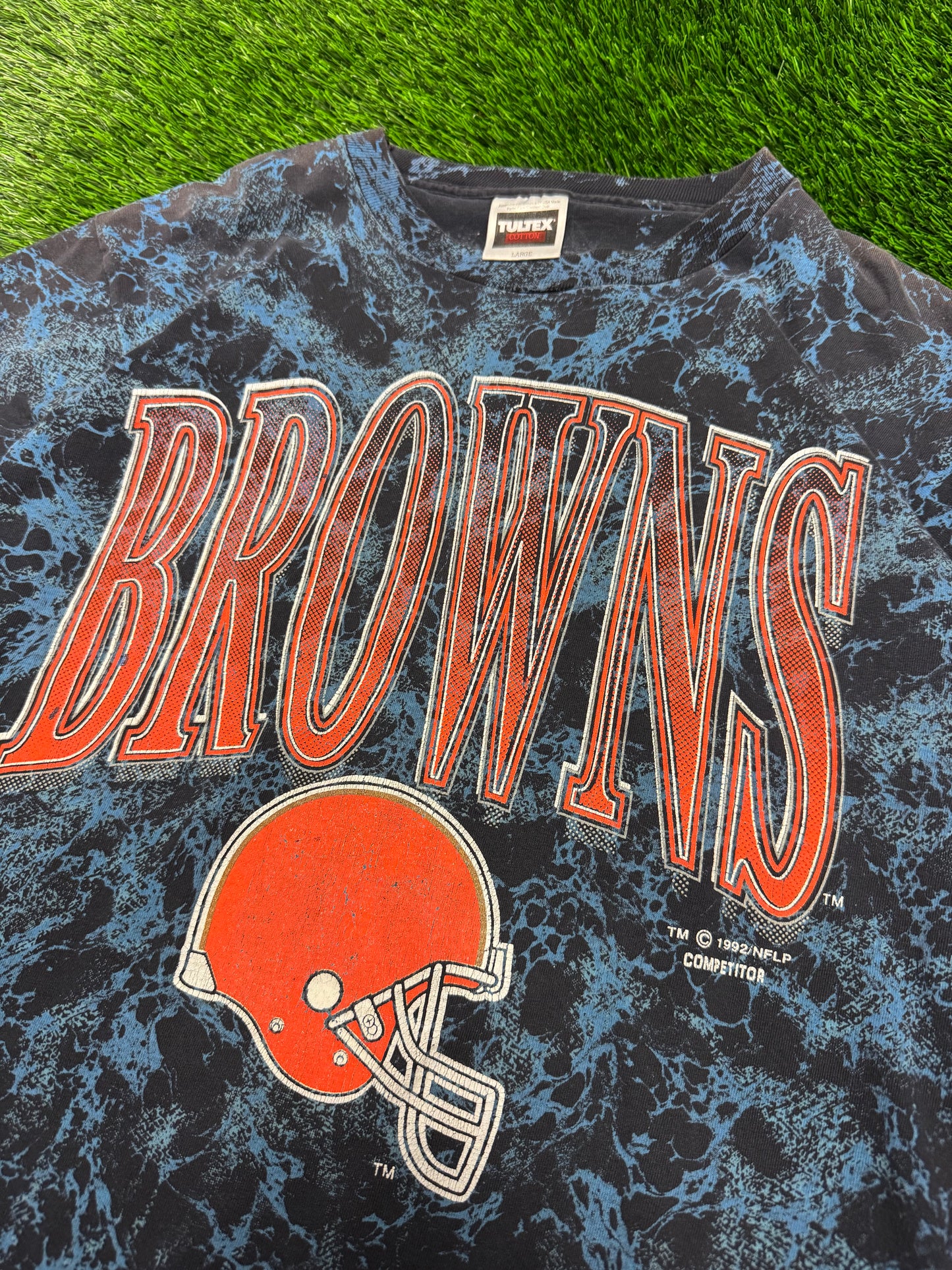 1992 Cleveland Browns Blue Acid Wash Tee (L)