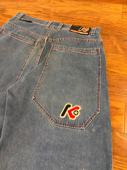 00s Kikwear Vintage Distressed Baggy Jeans (34 x 29)