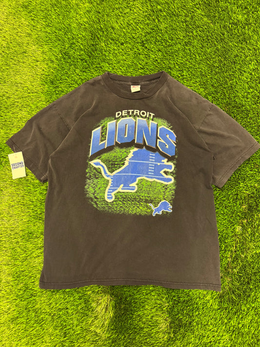 Detroit Lions Tru Fan Logo Spell Out Tee (XL)