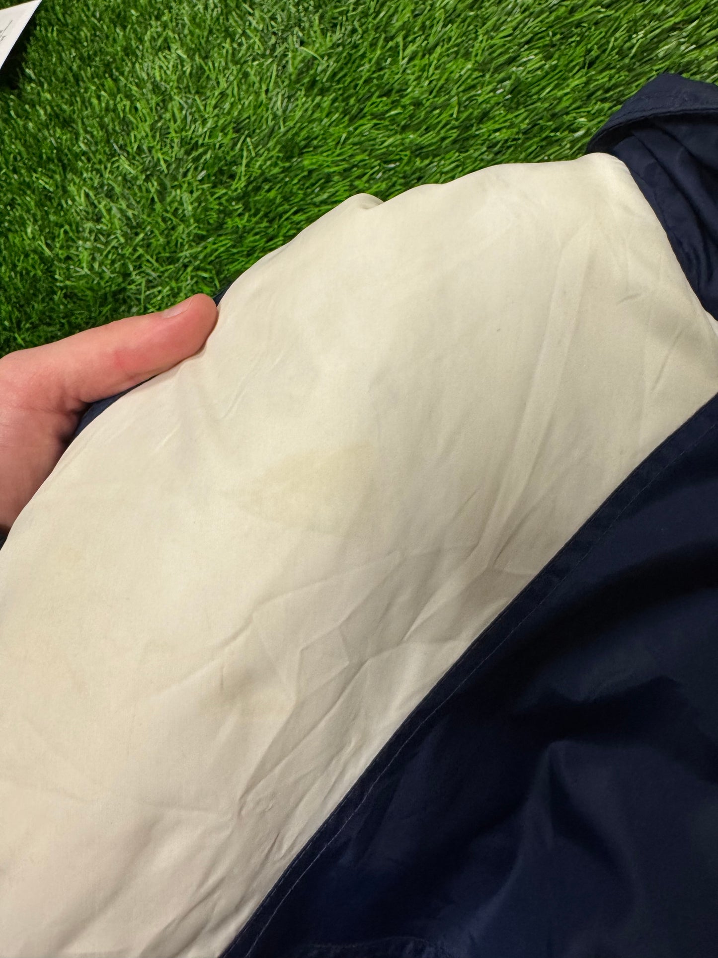 90s Adidas Vintage Striped Navy Puffer Jacket (XL)