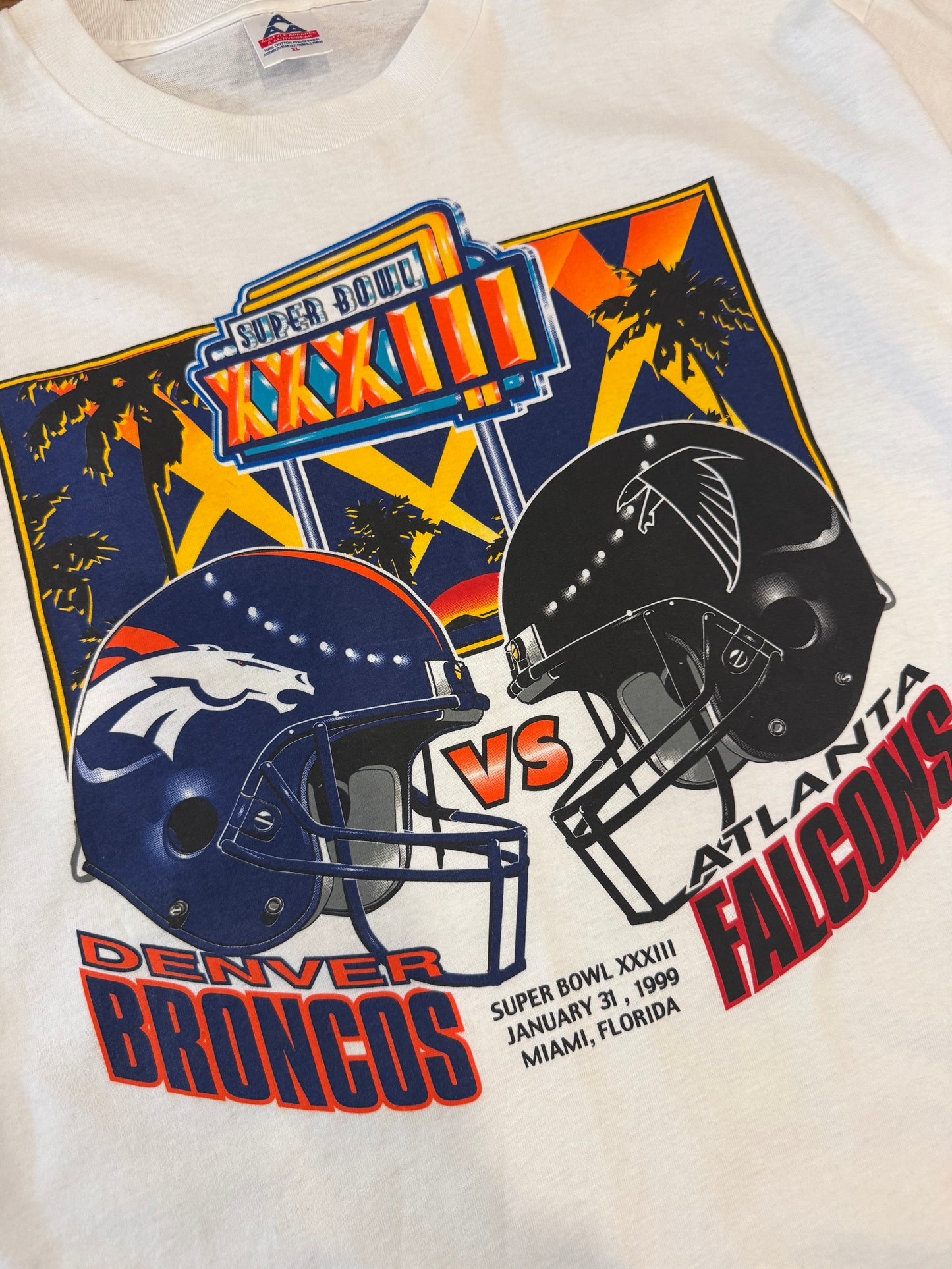 1999 Broncos v Falcons Super Bowl Cropped Tee (XL)