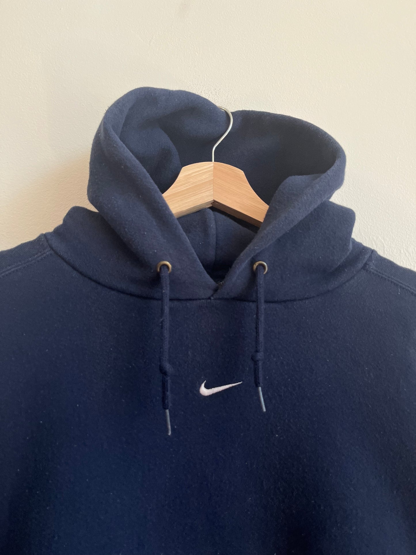 90s Nike Center Swoosh Essential Navy Hoodie (L)