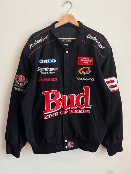 90s Nascar Dale Jr Budweiser “King of Beers” Racing Jacket (XL)