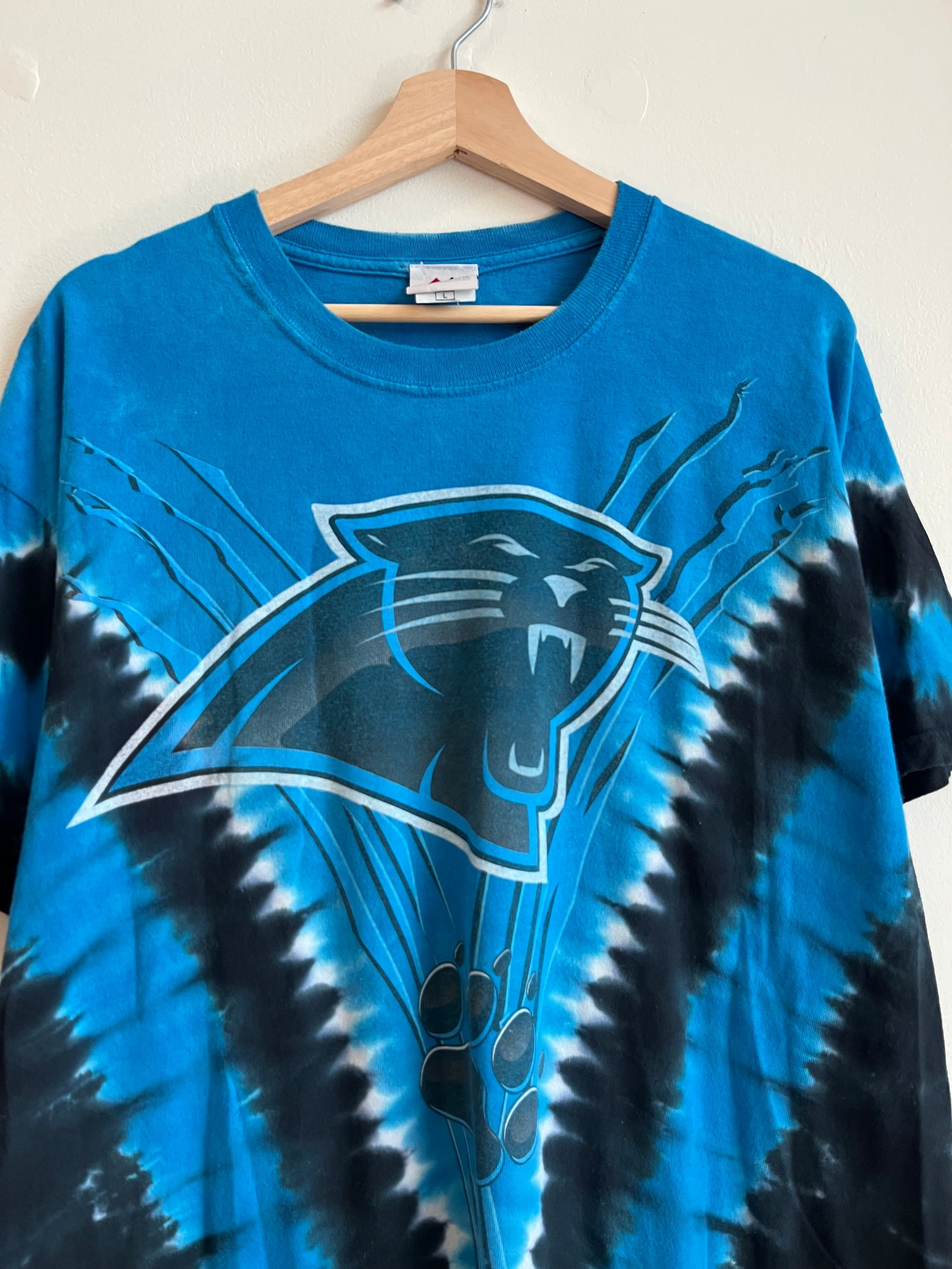 00s Carolina Panthers Old Cat Majestic Tie Dye Tee (L)