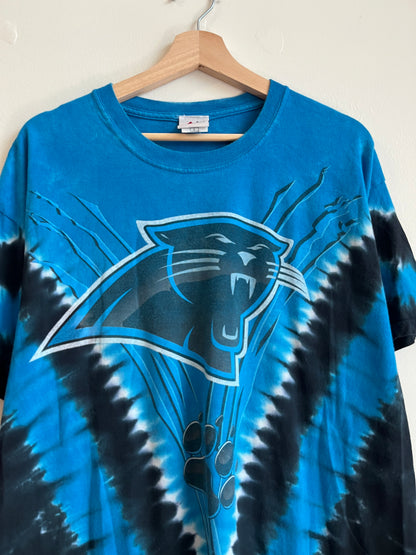 00s Carolina Panthers Old Cat Majestic Tie Dye Tee (L)