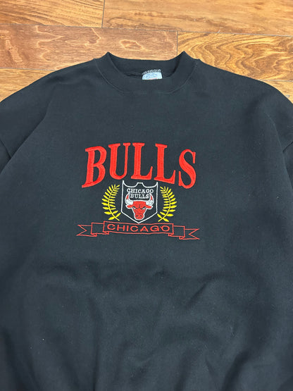 90s Chicago Bulls Vintage Logo 7 Embroidered Crewneck (L)