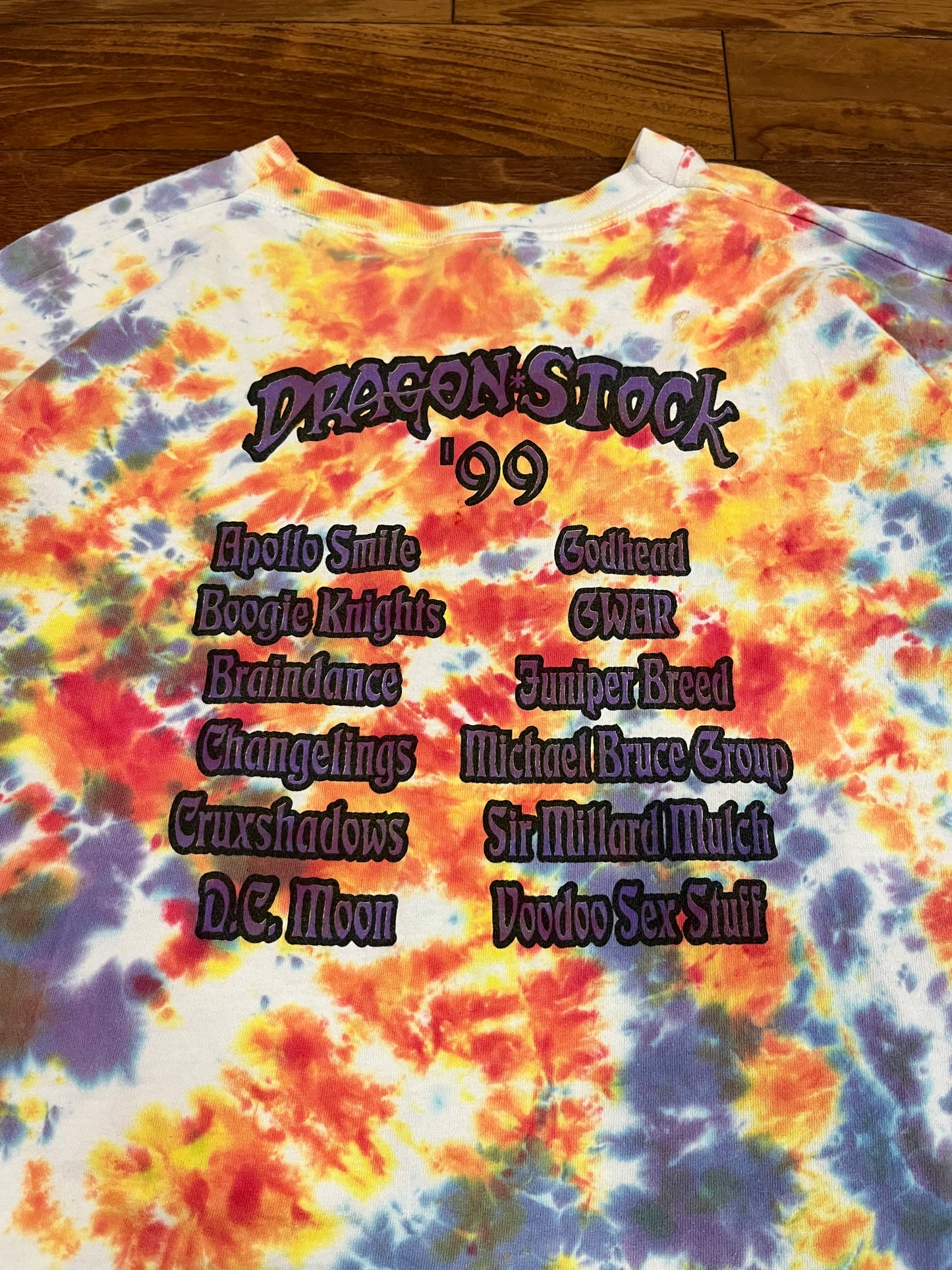 1999 Dragonstock Dragon Con Tie Dye Band Lineup Vintage Tee (XXL)