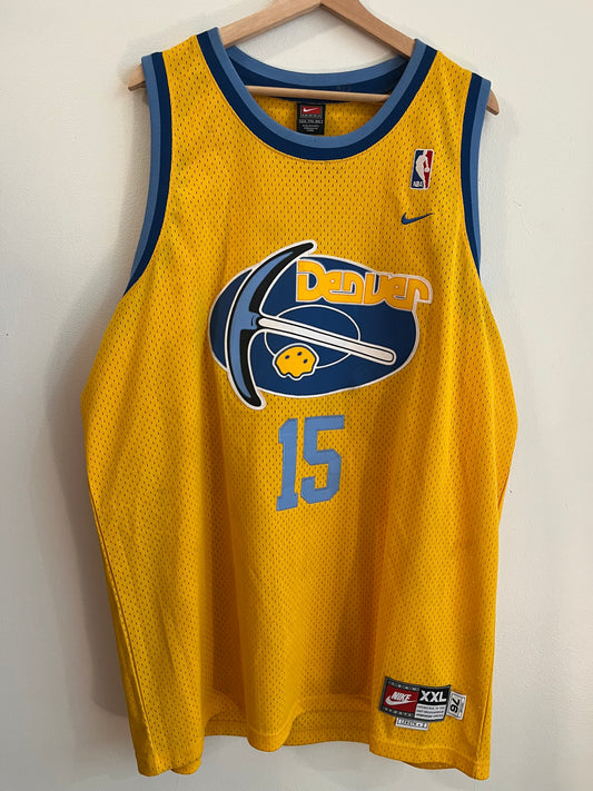 00s Denver Nuggets Carmelo Anthony Yellow Basketball Jersey (XXL)