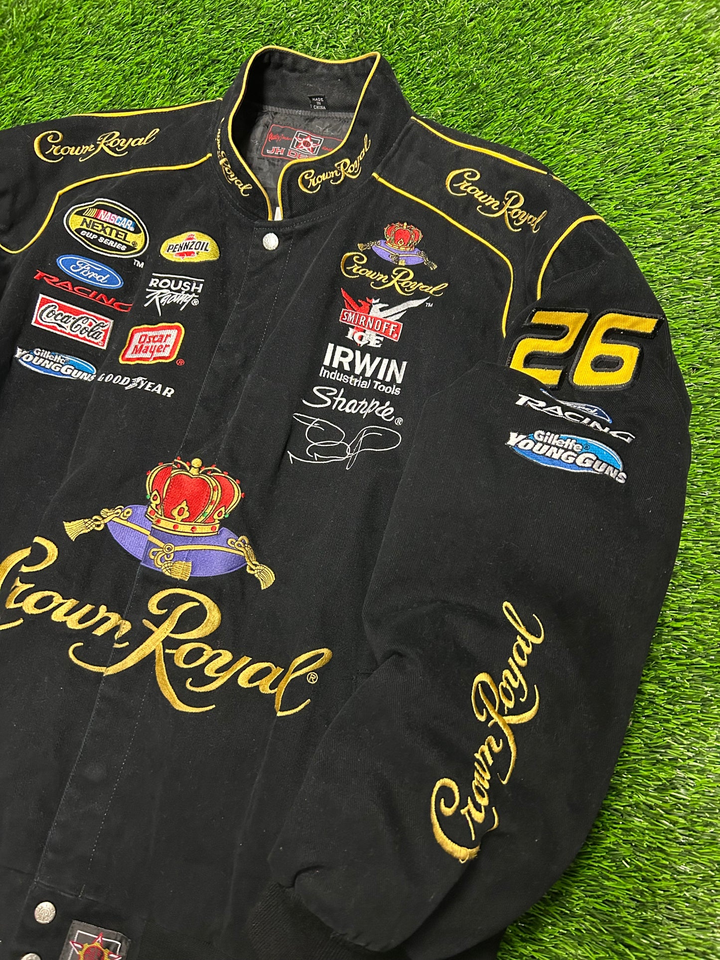 90s Crown Royal Vintage Nascar Jeff Hamilton Racing Jacket (XL)