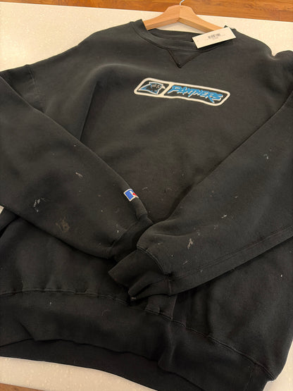 90s Carolina Panthers Cat Scratch Russell Paint Splatter Crewneck (XXL)
