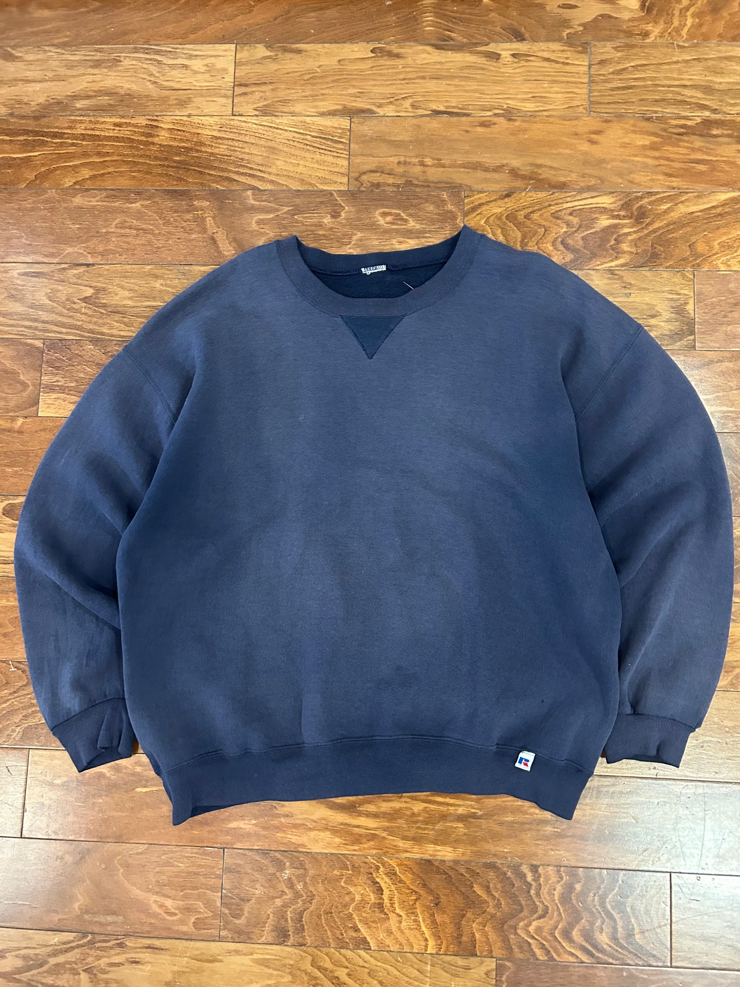 90s Russell Athletics Faded Navy Blank Crewneck (XXL)