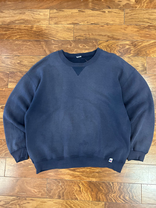 90s Russell Athletics Faded Navy Blank Crewneck (XXL)