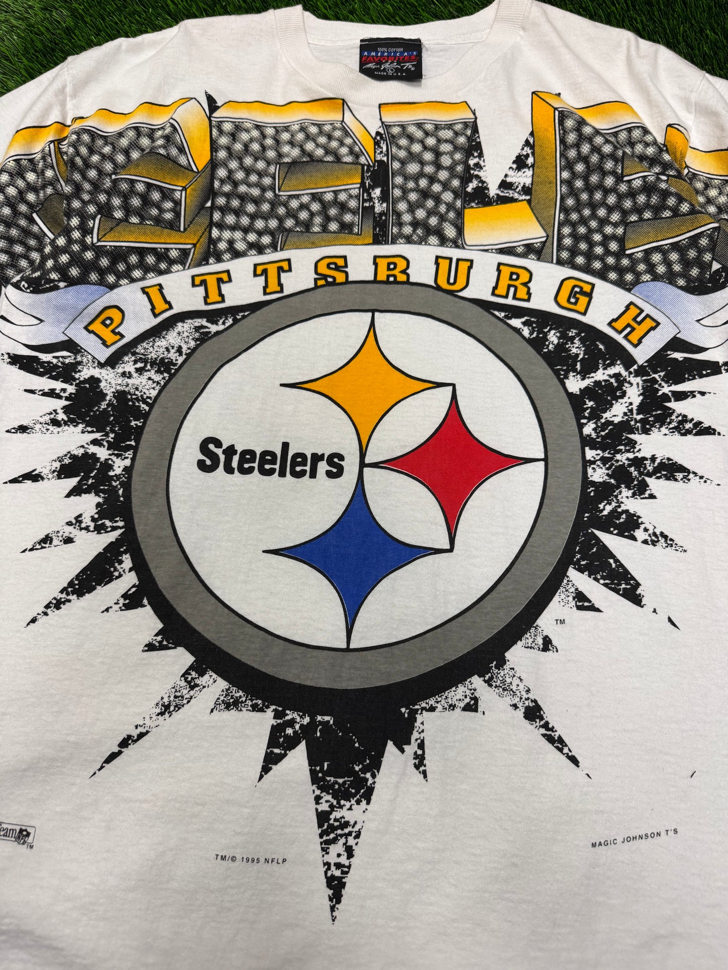 1995 Pittsburgh Steelers Magic Johnson T's Sleeve To Sleeve Tee (L)