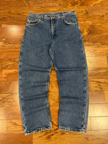 2001 Carhartt Flannel Lined Dark Wash Jeans (36 x 32)