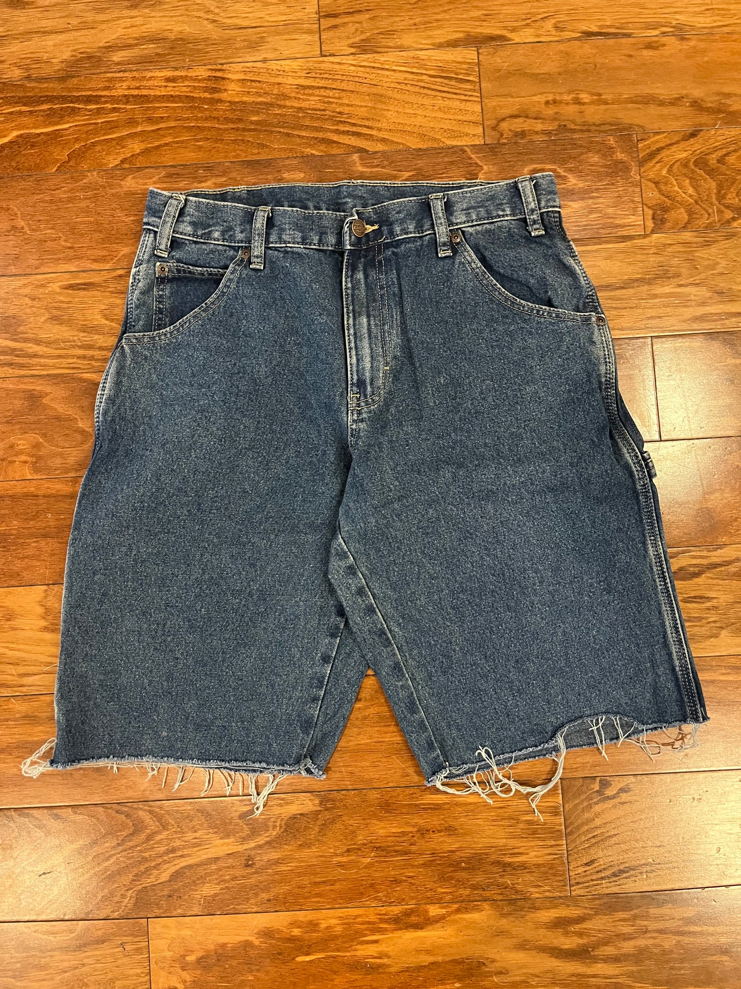 00s Dickies Dark Wash Distressed Shorts (32)