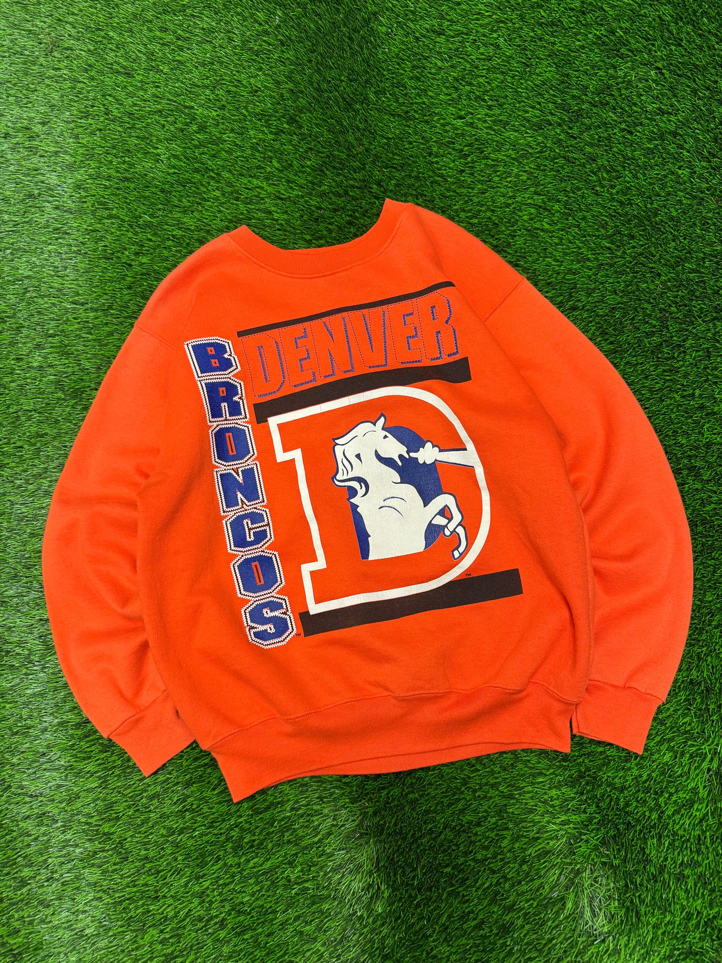 90s Denver Broncos Old Logo Orange Crewneck (M)