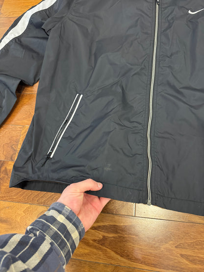 00s Nike Black Striped Lightweight Windbreaker (XL)