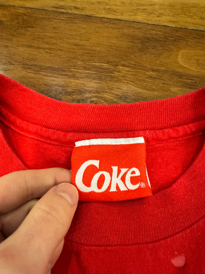 90s Coca Cola Spell Out Graphic Tee (L))