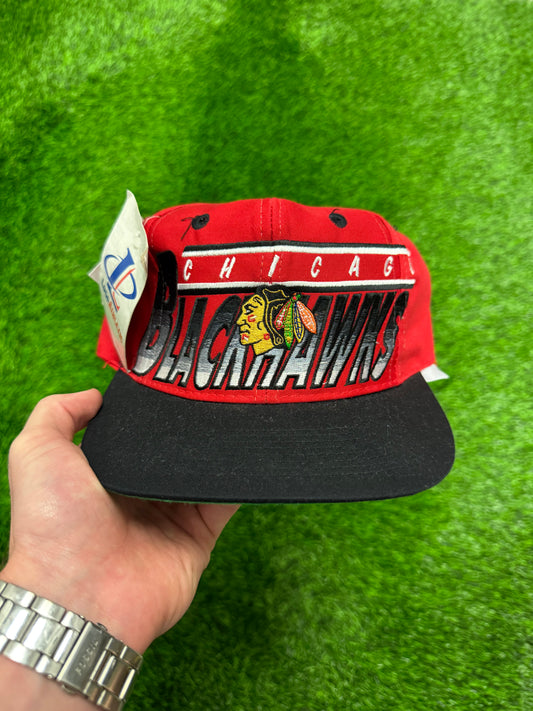 90s Chicago Blackhawks NHL Snapback Deadstock Vintage Hat (OS)
