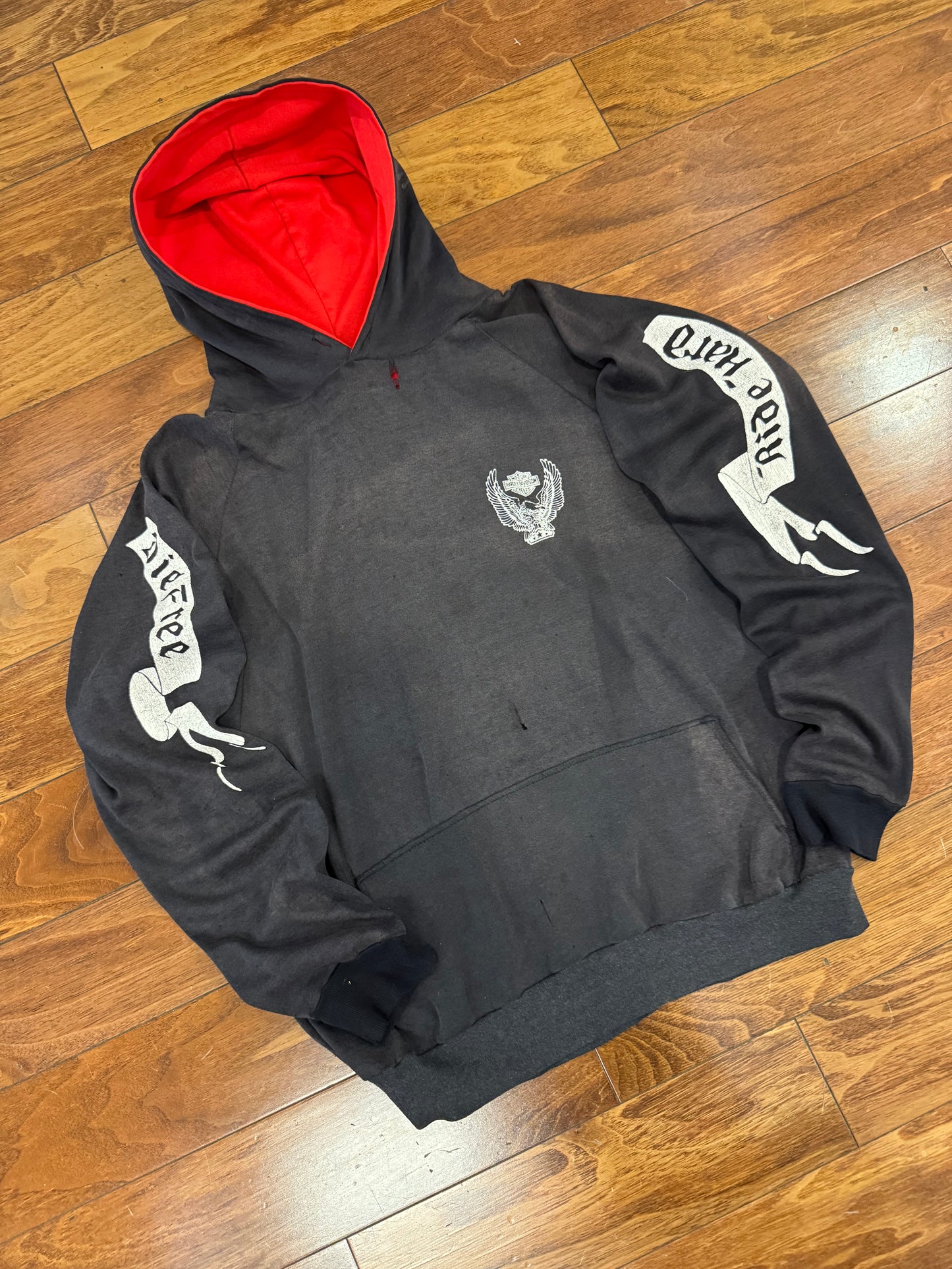 70s Harley Davidson Vintage Faded Distressed Grail Hoodie (M)