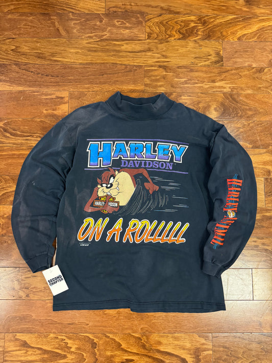 1993 Harley Davidson Taz "On A Roll" Faded Long Sleeve Tee (XL)