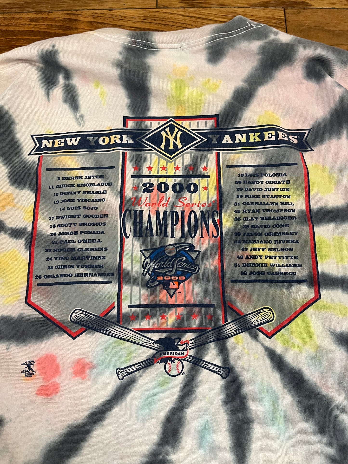 2000 New York Yankees Rainbow Tie Dye Tee (XXL)