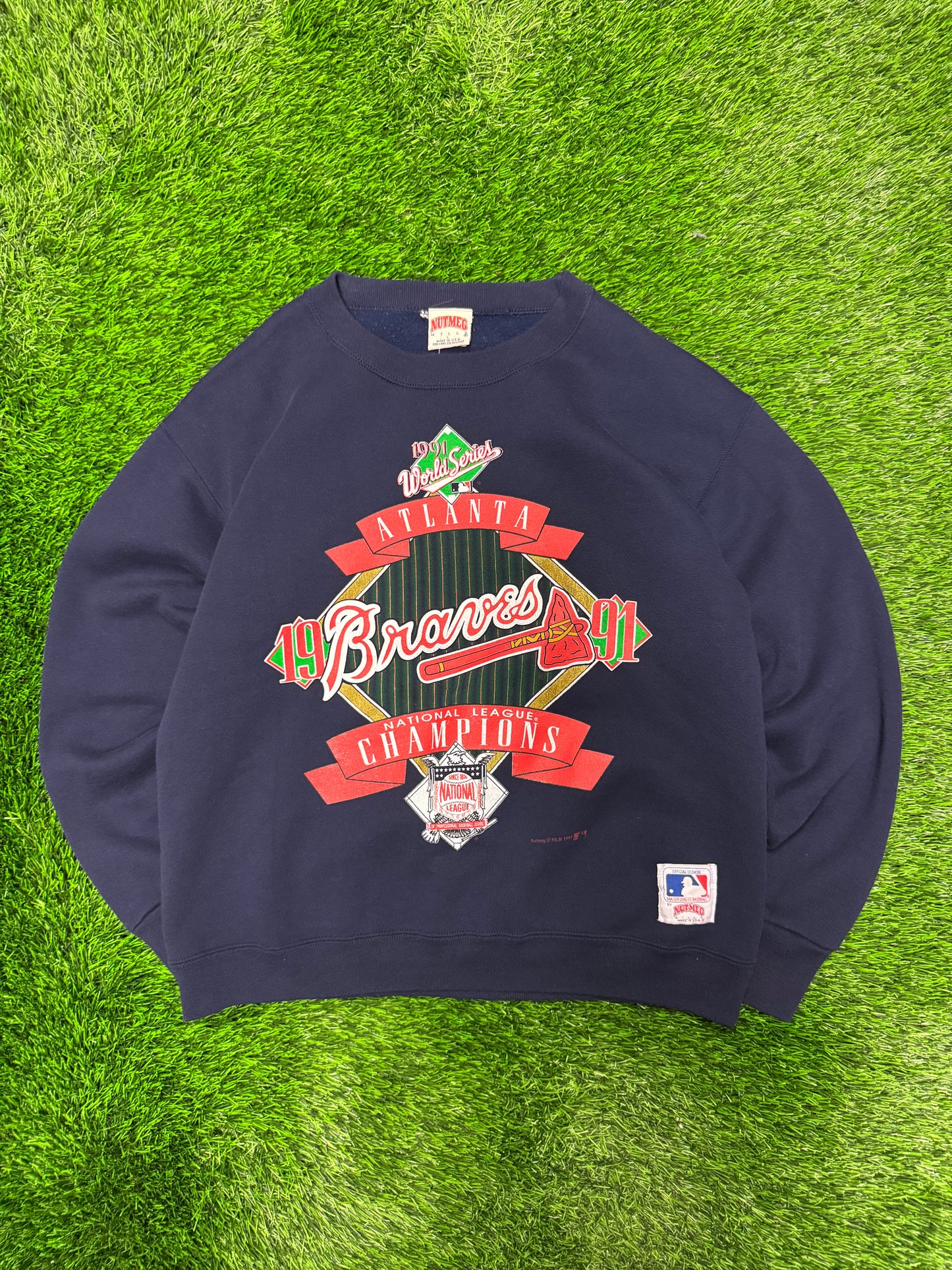 1991 Atlanta Braves World Series Vintage Nutmeg MLB Crewneck (L)