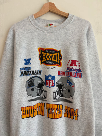 2004 Carolina Panthers v New England Patriots Super Bowl Crewneck (L)