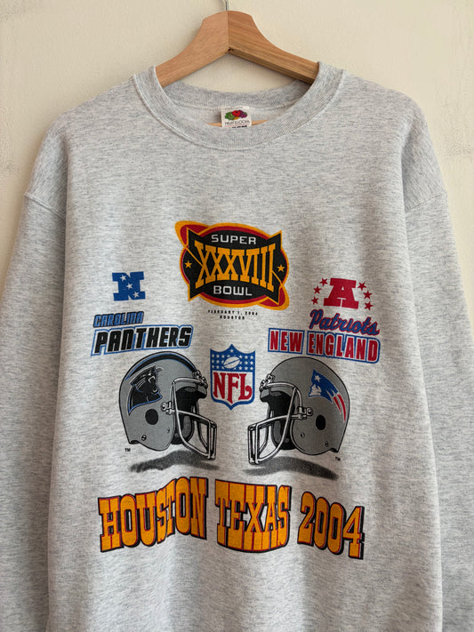 2004 Carolina Panthers v New England Patriots Super Bowl Crewneck (L)