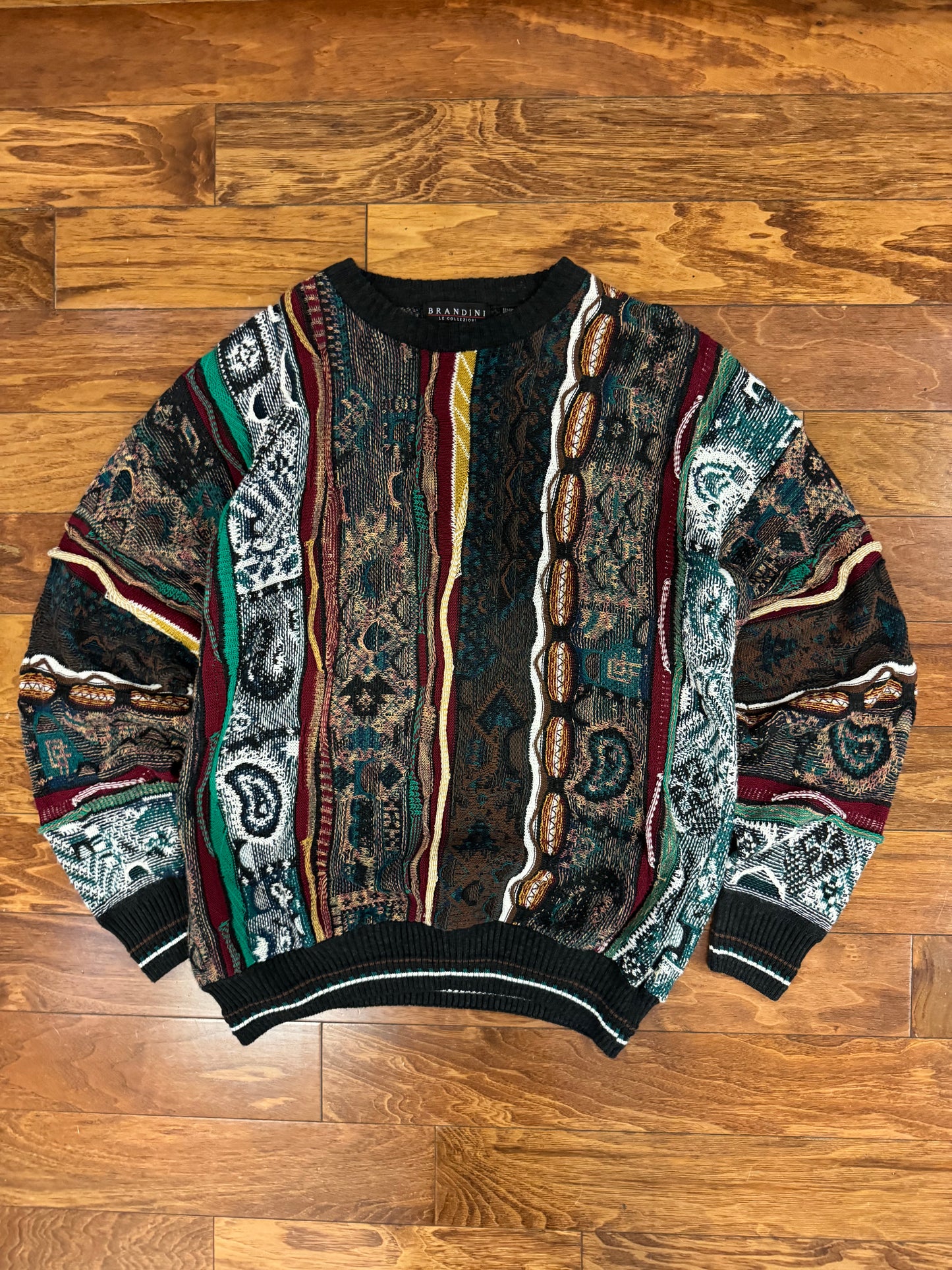 90s Brandini Multi Color 3D Knit Sweater (XL)
