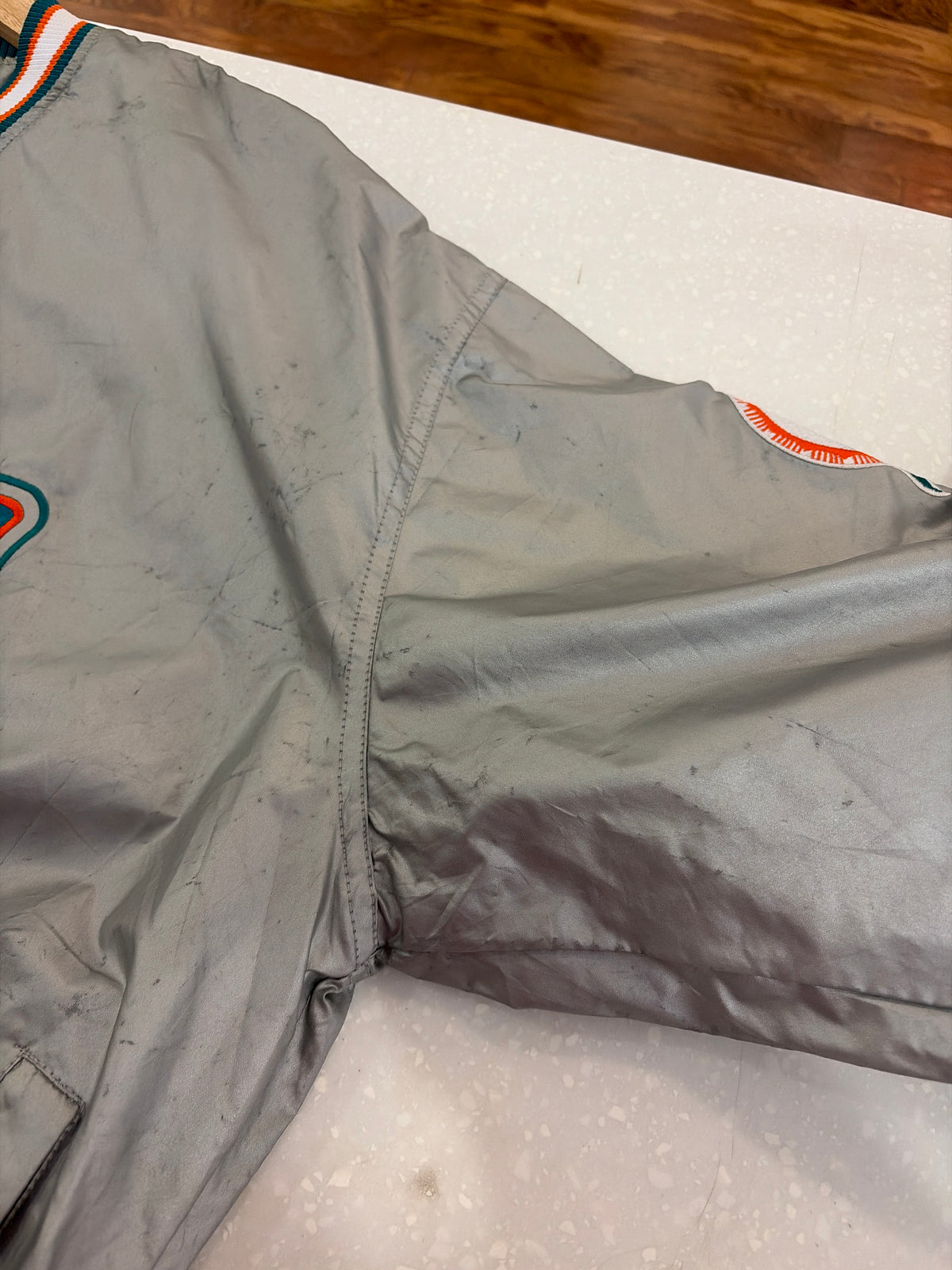 90s Miami Dolphins Deadstock Starter Silver Windbreaker (L)