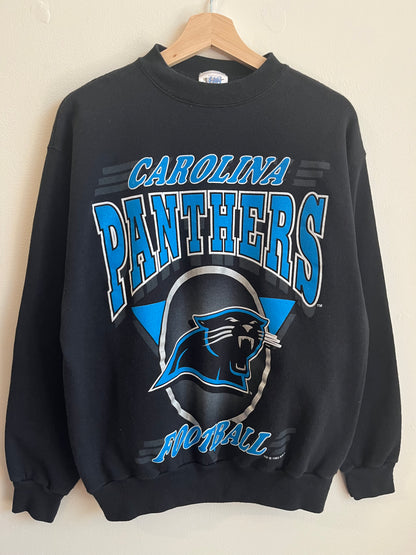 1993 Carolina Panthers Football Spell Out Black Crewneck (M)