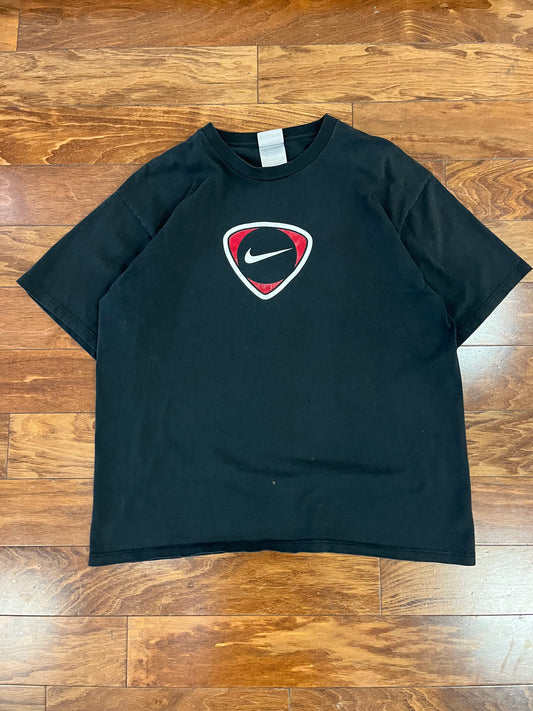 00s Nike Soccer Swoosh Black Tee (L)
