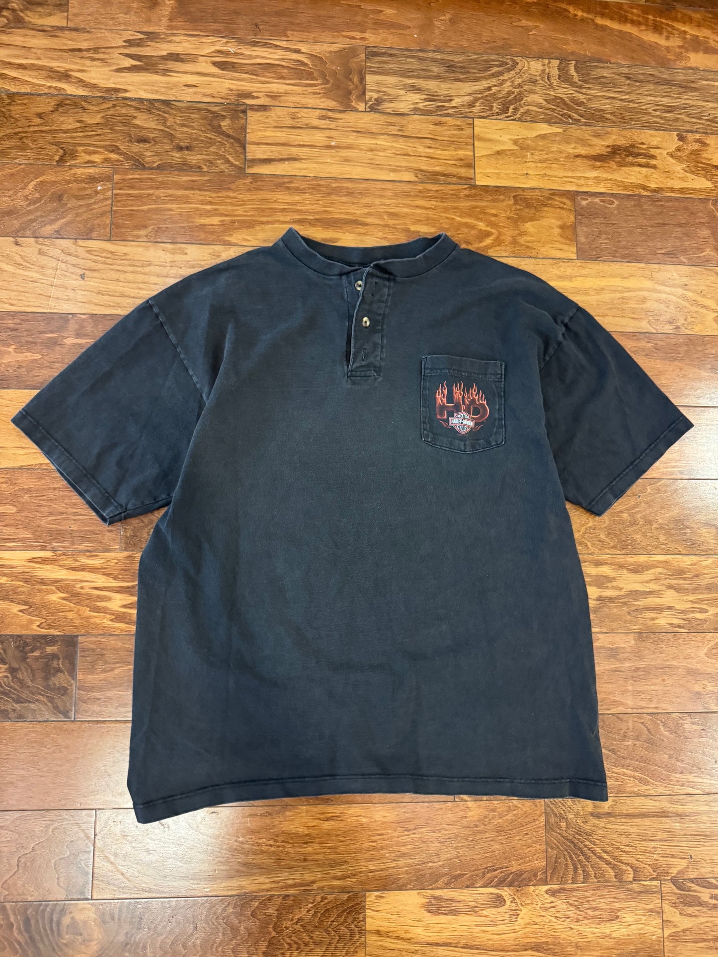 2005 Harley Davidson Daytona Henley Flames Tee (XL)