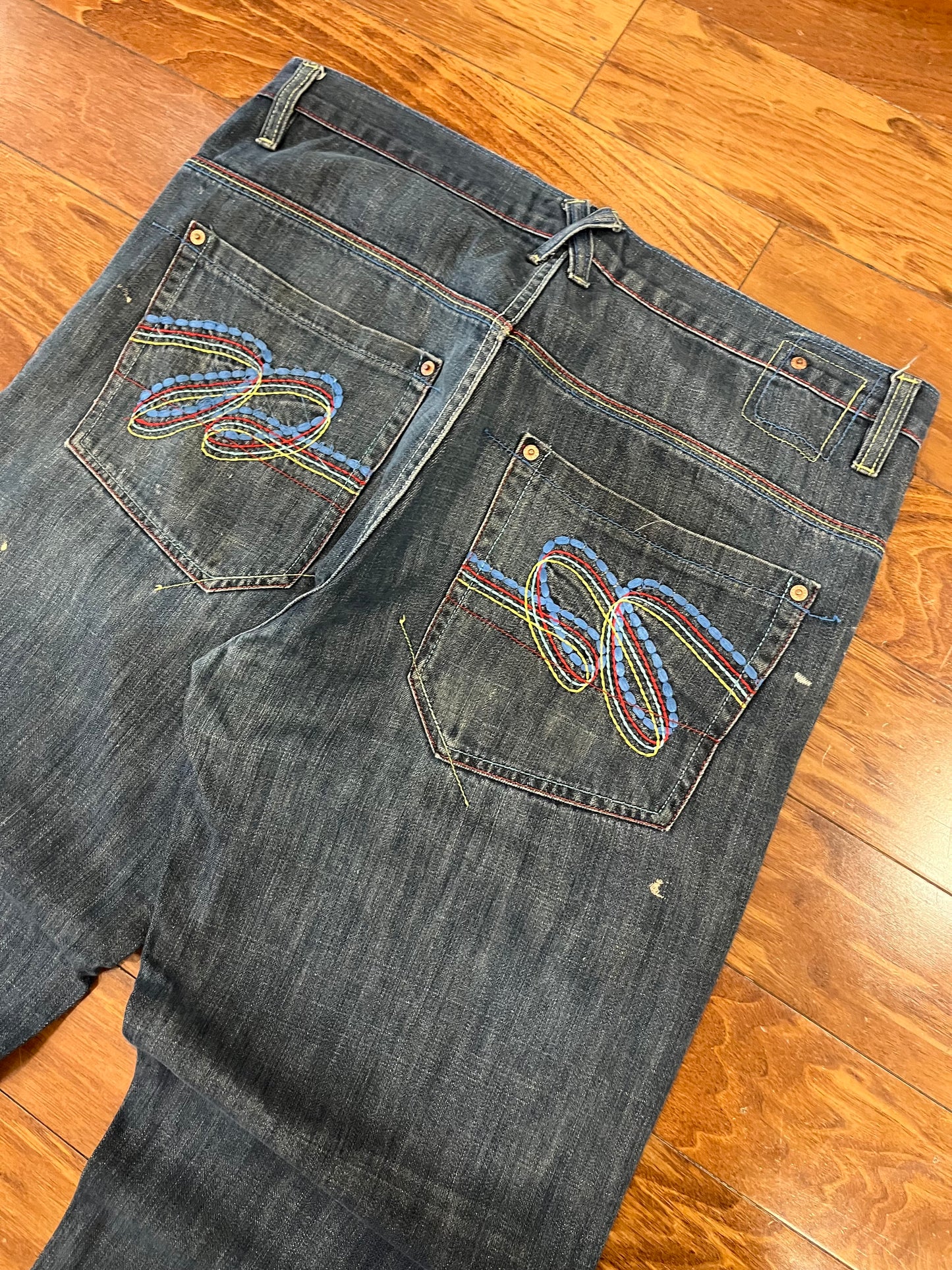 00s PJ Mark Baggy Paint Splatter Jeans (38 x 32)