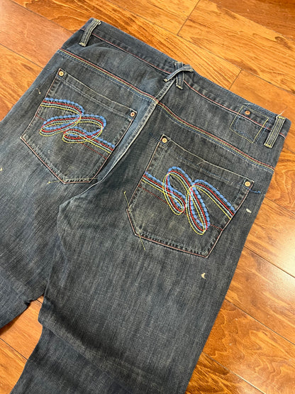 00s PJ Mark Baggy Paint Splatter Jeans (38 x 32)