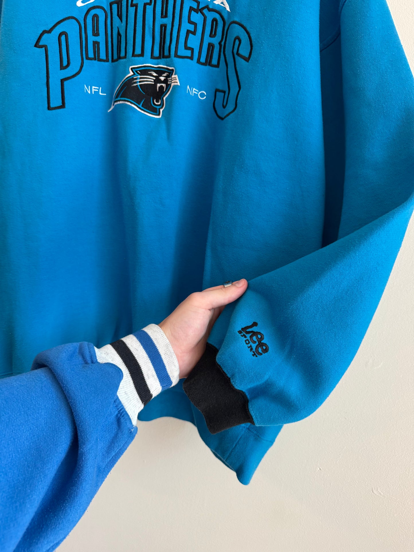 90s Carolina Panthers Blue Embroidered Lee Crewneck (XL)
