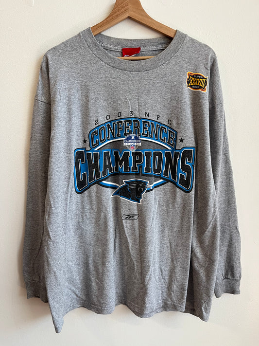 2003 Carolina Panthers Conference Champions Grey Long Sleeve Shirt (L)