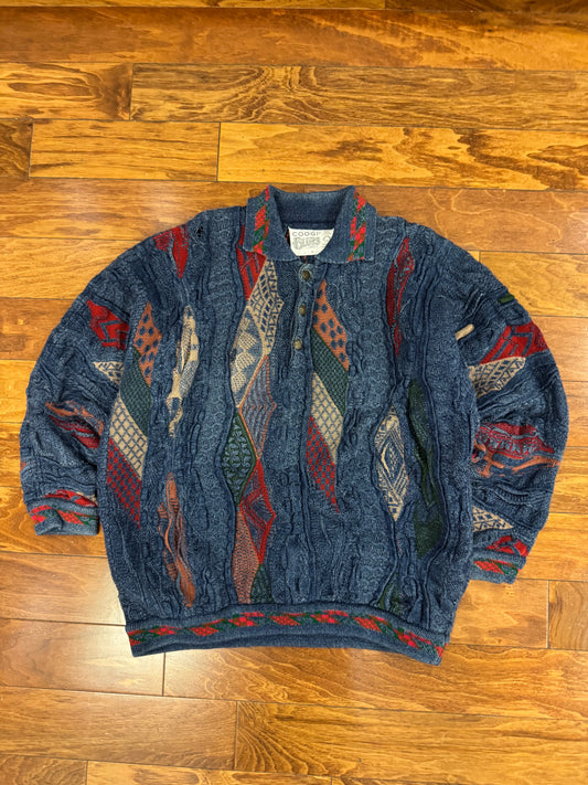 90s Coogi Blues Rare 3D Knit Sweater (M)
