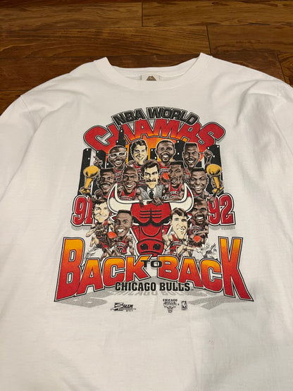 1992 Chicago Bulls Vintage NBA World Champs Caricature Tee (L)