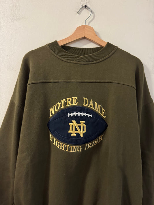 90s Notre Dame Embroidered Crable Green Crewneck (L)
