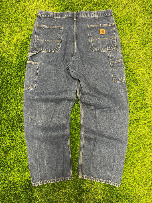 2008 Carhartt Dark Blue Denim Carpenter Jeans (38 x 30)