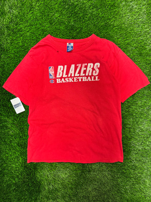 90s Portland Trail Blazers Champion Spell Out Vintage Tee (L)