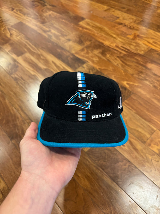 90s Carolina Panthers Logo Athletic Striped Hat (OS)